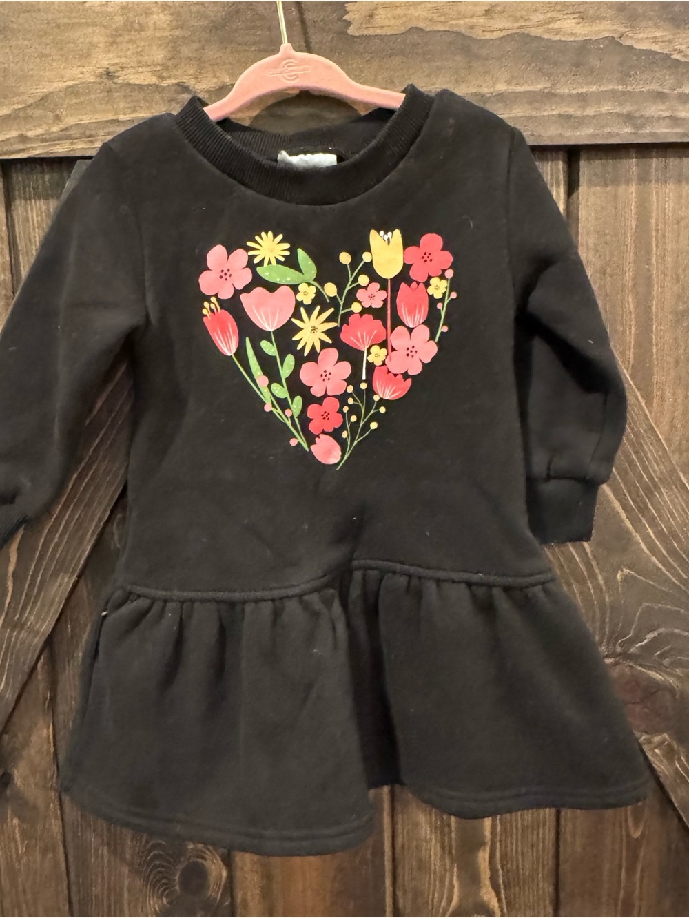 Tiny Tribe black floral sweater dress 12 months